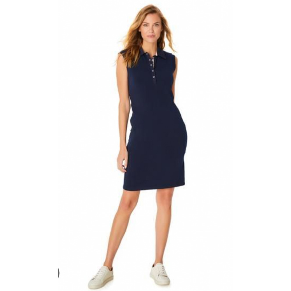Anatomie Blue Dress Tank Collared Button Snap Italy Small Sports Blue Pocket Zip